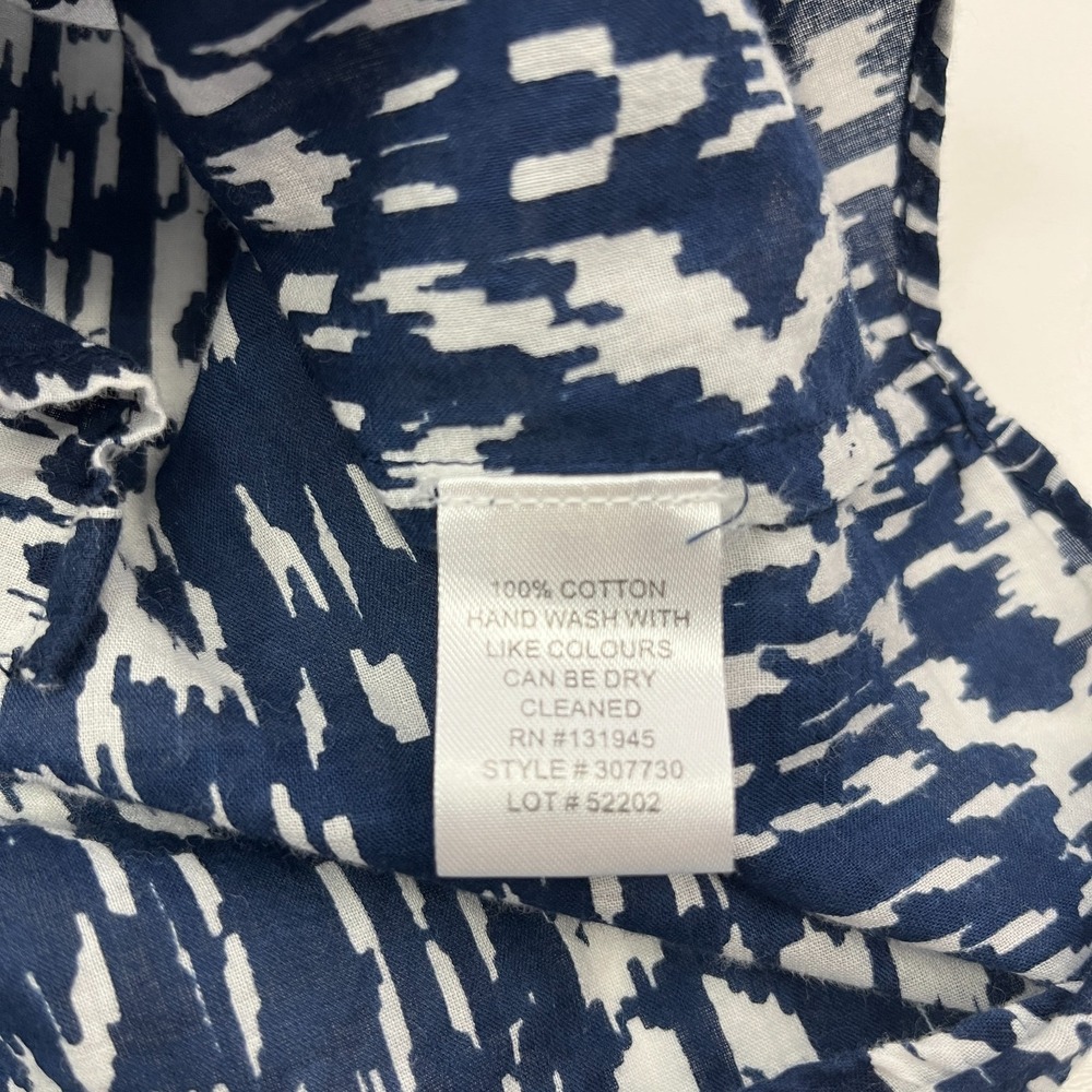 Judy Connally Tunic Shirt Sz S Lightweight Indian Cotton Navy White Abstract - Picture 12 of 12